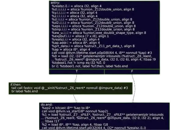 Code snippet for LLVM IR: Runtime Environment Management